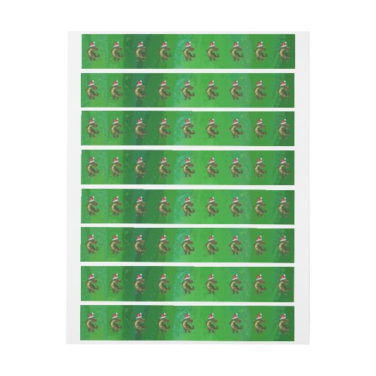 TRex in Santa Hat op groen Omwikkelbaar Adreslabel (Vel)