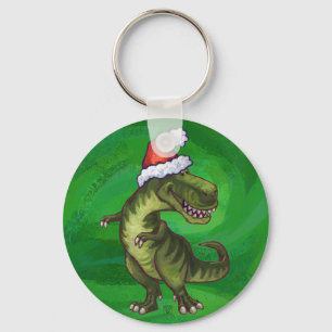 TRex in Santa Hat op groen Sleutelhanger