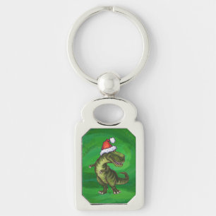 TRex in Santa Hat op groen Sleutelhanger