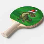 TRex in Santa Hat op groen Tafeltennisbatje (Voorkant Gekanteld)