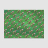 TRex in Santa Hat op groen Tissuepapier (Voorkant)