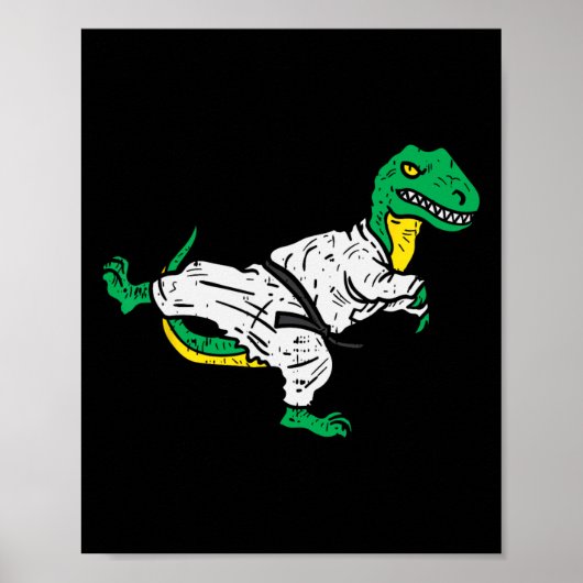 Trex Karate Taekwondo Black Belt Funny Dinosaur Ma Poster (Voorkant)