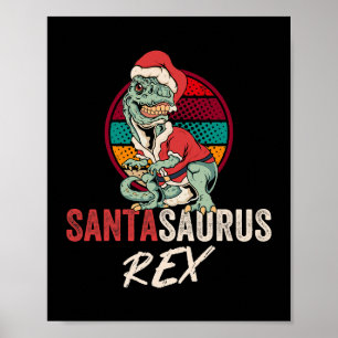 Trex Kerst Shirt Santasaurus Rex Dinosaurus Xmas Poster