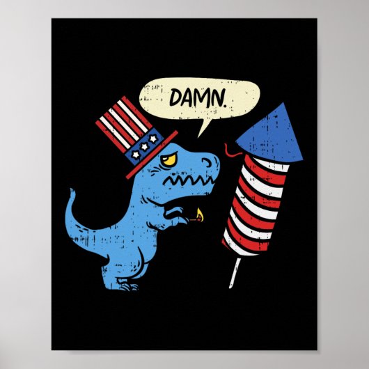 Trex Korte Handen Firecracker Grappig Vuurwerk 4e Poster (Voorkant)