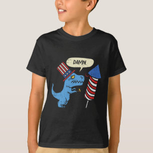 Trex Korte Handen Firecracker Grappig Vuurwerk 4e  T-shirt
