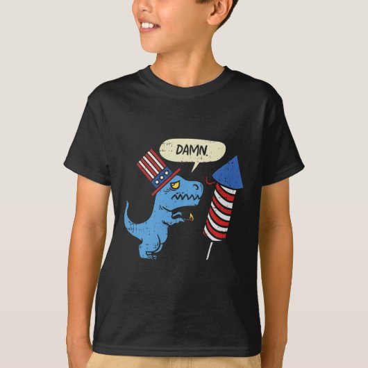 Trex Korte Handen Firecracker Grappig Vuurwerk 4e T-shirt (Voorkant)