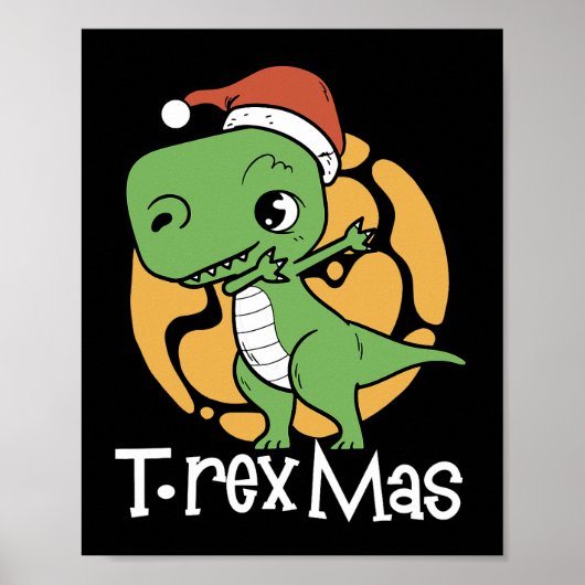 TRex Mas Kerstmis dinosaurus Poster (Voorkant)
