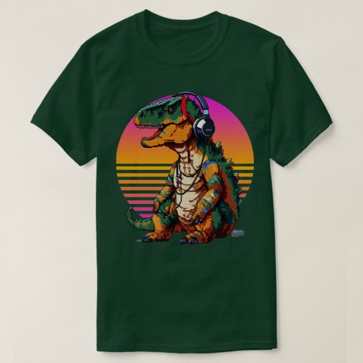 Trex met hoofdtelefoonretro art4 t-shirt (Design voorkant)