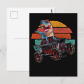 Trex Monster Truck Boys Dirt Race Retro Dinosaur Briefkaart (Voorkant / Achterkant)