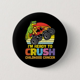 Trex Monster Truck Crush Childhood Cancer Awarenes Ronde Button 5,7 Cm