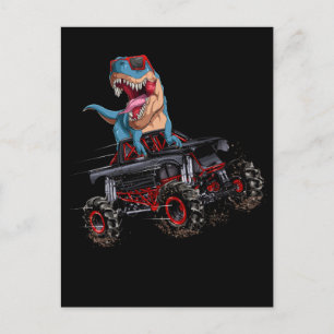 Trex Monster Truck Dirt Race Dinosaur Briefkaart