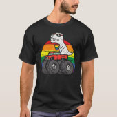 Trex Monster Truck Rainbow Gay Sunset Retro Lgbtq T-shirt (Voorkant)