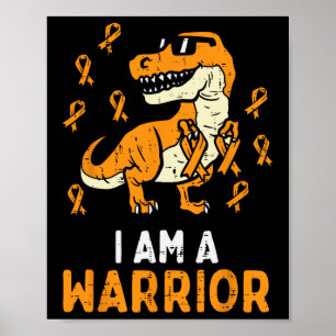 Trex Oranje Ribbon in A Warrior Leukemie Bewusthei Poster