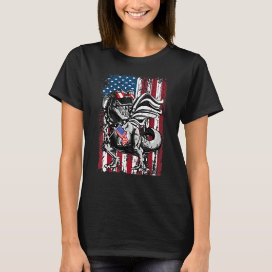 Trex Popsicle Usa Vlag 4 juli dinosaurus T-shirt (Voorkant)