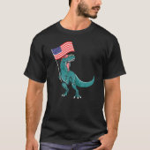 Trex Popsicle Usa Vlag 4 juli dinosaurus T-shirt (Voorkant)