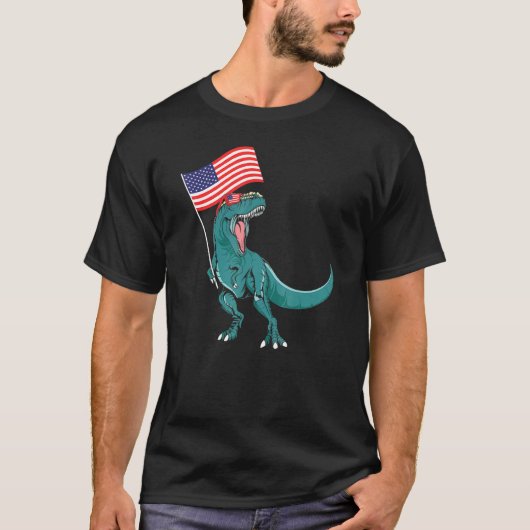Trex Popsicle Usa Vlag 4 juli dinosaurus T-shirt (Voorkant)