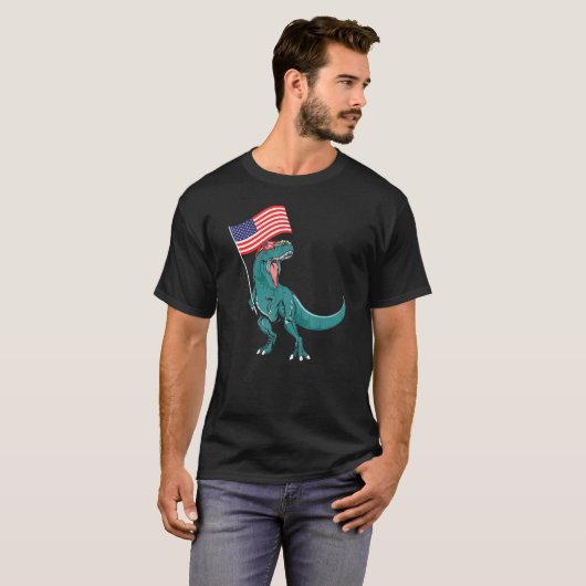Trex Popsicle Usa Vlag 4 juli dinosaurus T-shirt (Voorkant volledig)