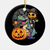 Trex Pumpkin Dinosaur Halloween Kinder Mummy Zombi Keramisch Ornament (Voorkant)