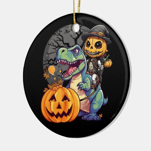 Trex Pumpkin Dinosaur Halloween Kinder Mummy Zombi Keramisch Ornament (Links)