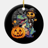Trex Pumpkin Dinosaur Halloween Kinder Mummy Zombi Keramisch Ornament (Achterkant)