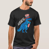Trex Rawr vs vlag Pet Firecracker Dino 4 juli T-shirt (Voorkant)