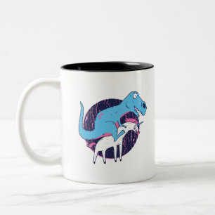 Trex Riding Unicorn Tweekleurige Koffiemok
