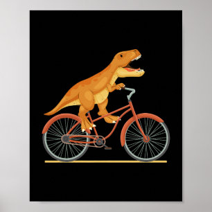 TRex Rijden Een fiets Grappige Trex Dinosaurus Fie Poster