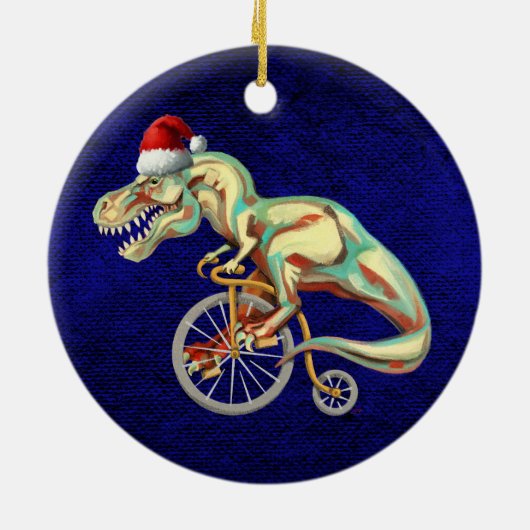 TRex Rijden op een fiets Keramisch Ornament (Achterkant)