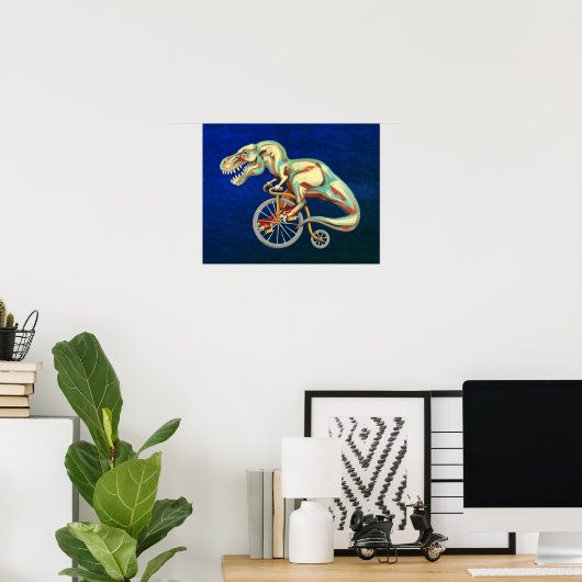 TRex Rijden op een fiets Poster (Thuiskantoor)
