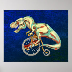 TRex Rijden op een fiets Poster
