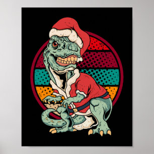 TRex Santa Claus Dinosaurus Kerst Grappig Merry Xm Poster