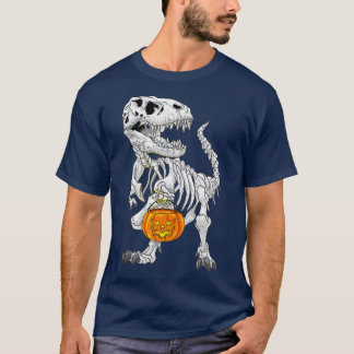 TRex skeleton Halloween costume Dinosaur Pumpkin T-shirt