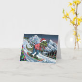 TRex-snowboard op berg in psychedelische kleuren Kaart (Gele Bloem)