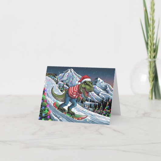 TRex-snowboard op berg psychedelische kleuren Kaart (Voorkant)