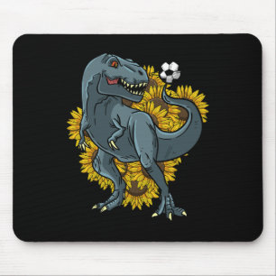 Trex speelt voetbal zonnebloem grappig voetballen muismat