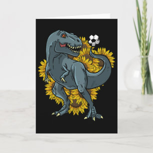 Trex speelt voetbal zonnebloem grappig voetbyll di kaart
