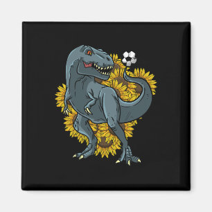 Trex speelt voetbal zonnebloem grappige voetballen magneet