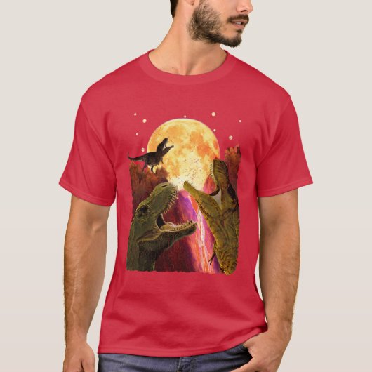TRex Three Dinosaurs Howling At Moon Like Three Wo T-shirt (Voorkant)