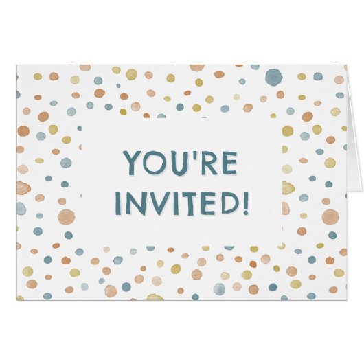 Trey Confetti Waterverf Stippen Verjaardag Uitnodi (Voorkant Horizontaal)
