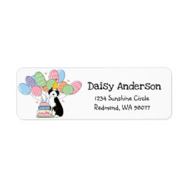 Tri Aussiedoodle Verjaardagsfeestje retouradres Etiket