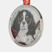 Tri Cavalier King Charles Spaniel Kerstmis Metalen Ornament (Links)