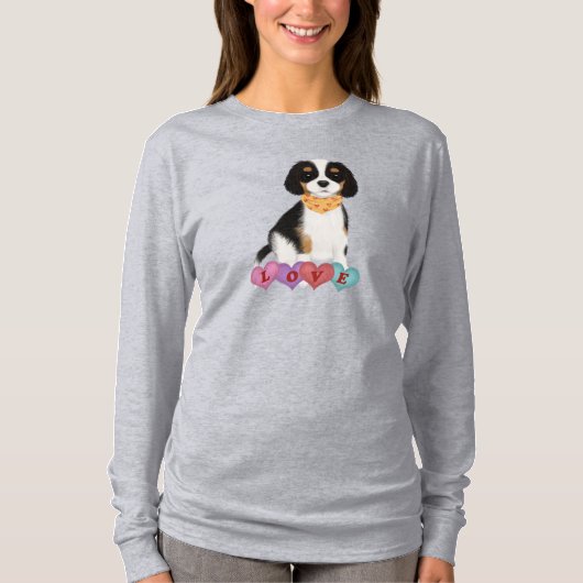 Tri Cavalier King Charles Spaniel Valentijn T-shirt (Voorkant)