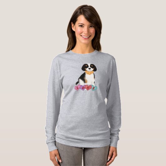 Tri Cavalier King Charles Spaniel Valentijn T-shirt (Voorkant volledig)