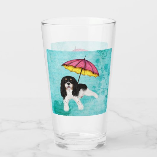 Tri Cavalier Spaniel en Umbrella Glas (Achterkant)