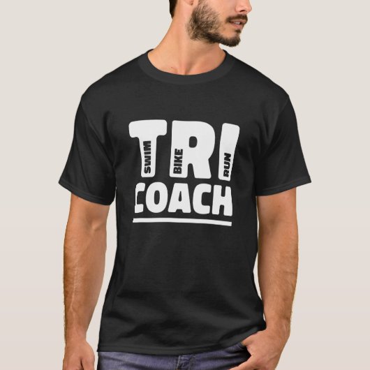 Tri Coach Graphic Run Bike Swim Triathlon Triathlo T-shirt (Voorkant)