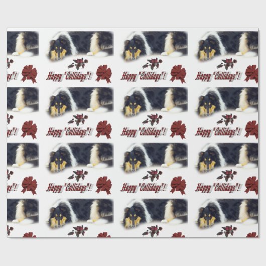 Tri Collie Kerstmis Cadeaupapier (Vlak)