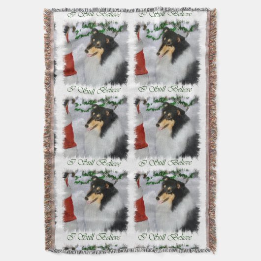 Tri Collie Kerstmis Deken (Voorkant Verticaal)