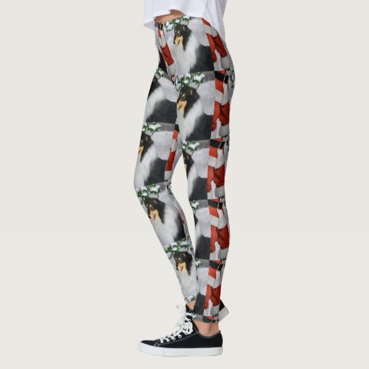 Tri Collie Kerstmis Leggings (Links)