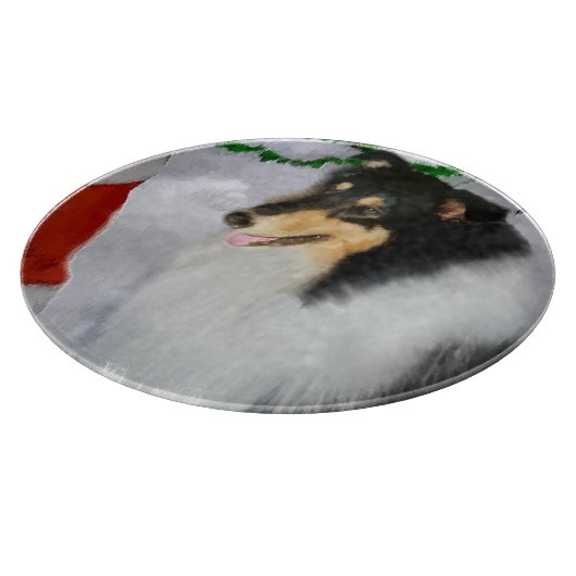 Tri Collie Kerstmis Snijplank (Hoek)