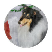 Tri Collie Kerstmis Snijplank (Voorkant)